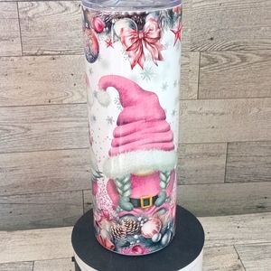 Gnomes Pink Christmas 20oz. Handmade stainless steel Tumbler